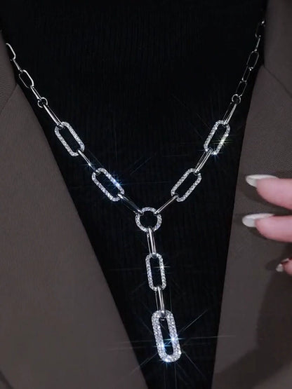2025 chain metal necklace long sweater chain 2023 new Internet celebrity light luxury temperament niche collarbone chain women
