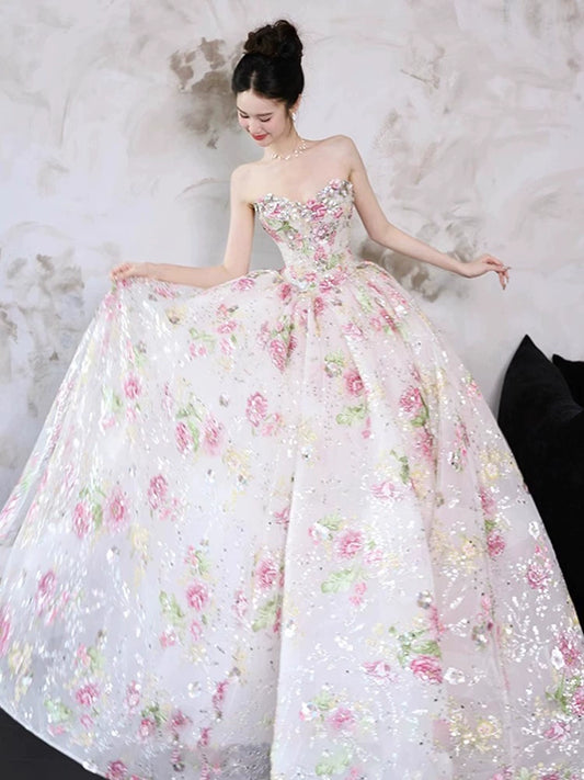 Flower fairy engagement evening dress bride morning robe morning shot high-end heavy industry  student day bar mitzvah princess dress