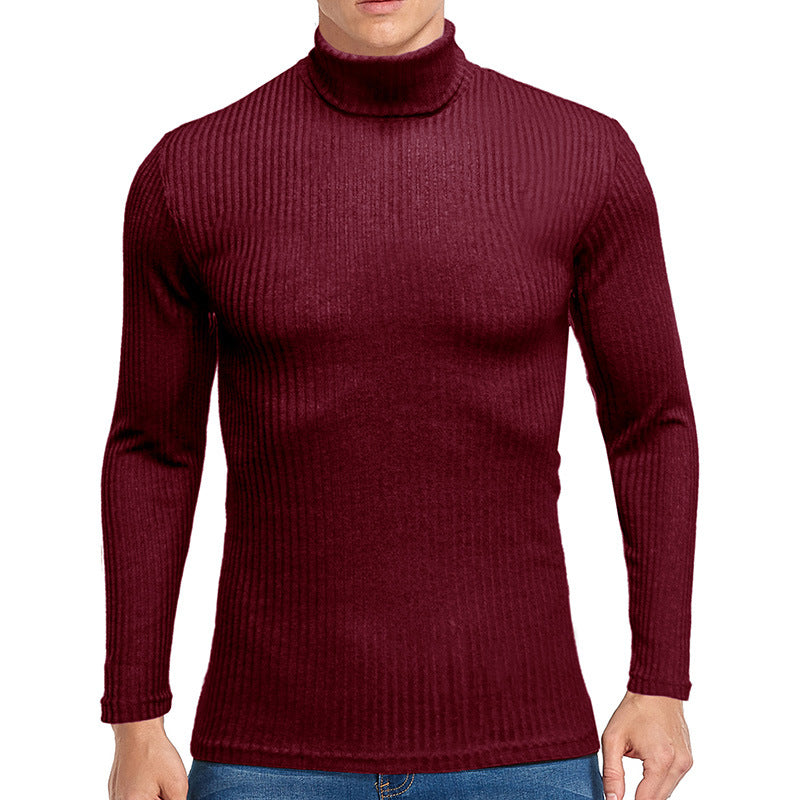 ZLLKL 2025 New men's sweater autumn and winter turtleneck warm bottoming shirt, Popular trade men's long-sleeved t-shirt  knitted sweater