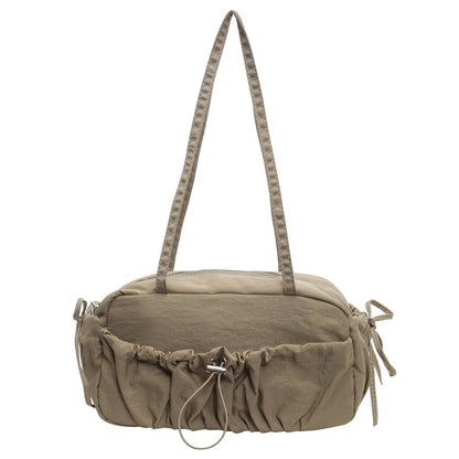 2025 ZLLKL Korean version of fashion pleated shoulder bag popular new casual small square bag large capacity versatile nylon underarm tote bag