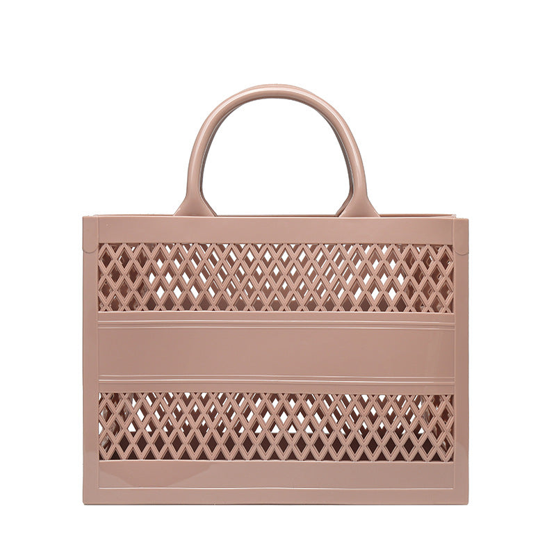 ZLLKL 2025 Trendy PVC Barbie Jelly Bag ins Beach Bag Large Capacity Storage Hollow Beach Bag Shopping Basket Portable Customization