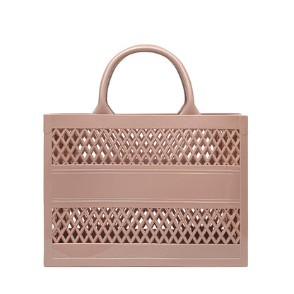 ZLLKL 2025 Trendy PVC Barbie Jelly Bag ins Beach Bag Large Capacity Storage Hollow Beach Bag Shopping Basket Portable Customization