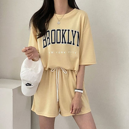 ZllKl Wholesale 100% short-sleeved shorts women's two-piece suit women's  new summer fashion casual sportswear loose