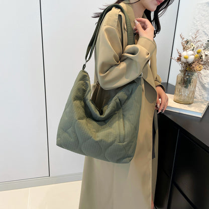 2025 ZLLKL popular new Korean version fashion cotton clothes embroidered cloud pleated shoulder bag large capacity space cotton casual tote bag