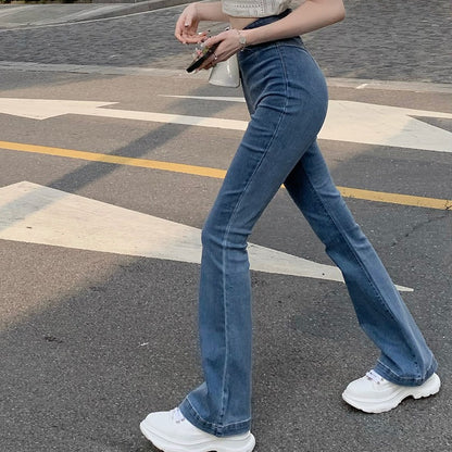 2025 New High Waist Hip Lift Slimming Jeans Women's Stretch Fitted Boot-Cut Pants