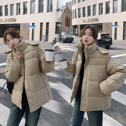 Women's short cotton-padded clothes 2023 winter new cross-border European and American small hooded down cotton-padded clothes women's thickened warm cotton-padded jackets