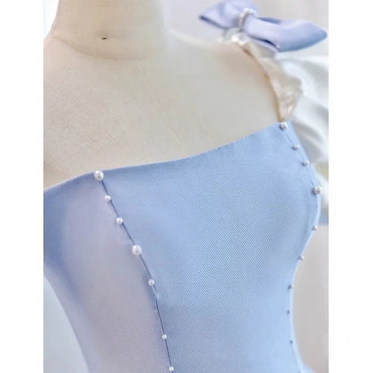 2025 Light blue evening dress women's high-end adult ceremony  princess dress on the run haute couture light luxury vocal art test long