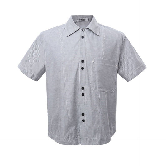 K75 2025n retro neutral summer street tide beam striped pocket deconstruction design men's high-end short-sleeved shirt