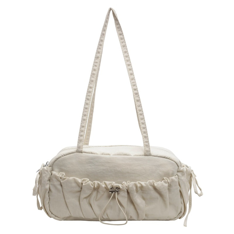 2025 ZLLKL Korean version of fashion pleated shoulder bag popular new casual small square bag large capacity versatile nylon underarm tote bag