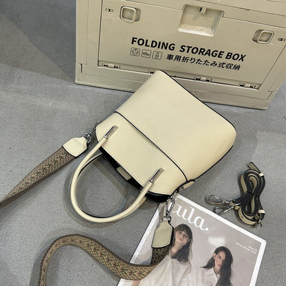 Women's bag live New leather bucket bag high-end sense first-layer cowhide handbag fashion shoulder messenger bag 9830