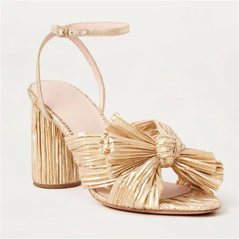 ZllKl  Dropshopping Summer Open Toed Bow 40-47 High Heels Party Dress Wedding Women's Sandals
