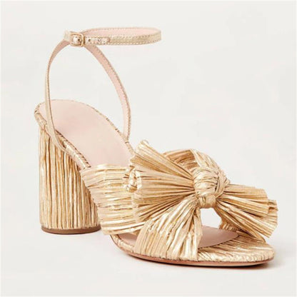 ZllKl  Dropshopping Summer Open Toed Bow 40-47 High Heels Party Dress Wedding Women's Sandals