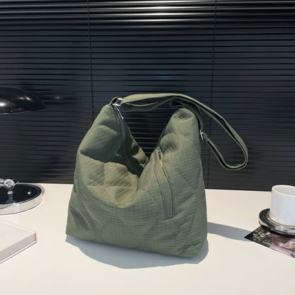 2025 ZLLKL popular new Korean version fashion cotton clothes embroidered cloud pleated shoulder bag large capacity space cotton casual tote bag