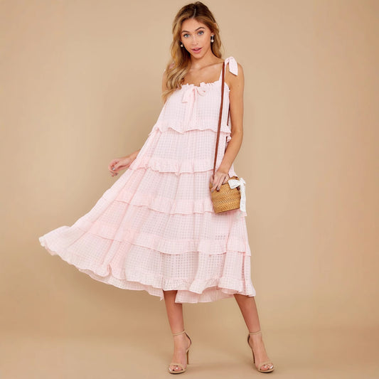 2020 spring and summer new 2025 Popular trade women's clothing independent station sleeveless flat collar big pendulum loose dress long dress new