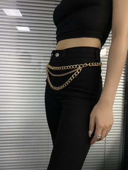 3560 2025 waist chain high-end luxury high-quality metal chain connected multiple wave waist chain waist jewelry