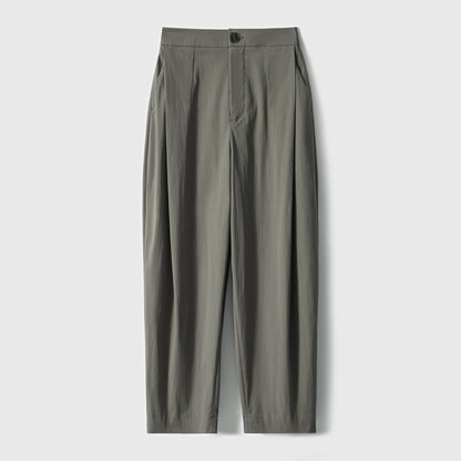 2025 Japanese thin crescent pants high-end nine-point pants casual pants women's thin elastic waist white gray women's clothing spring and summer