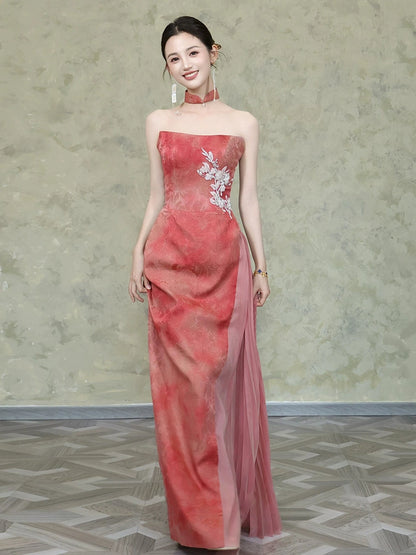 New Chinese morning gown female bride retro tube top high-end engagement dress return banquet welcome toast clothes