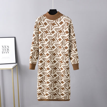 ZllKl European Station New autumn and winter new models with coat temperament base knitted dress women's fashion sweater skirt