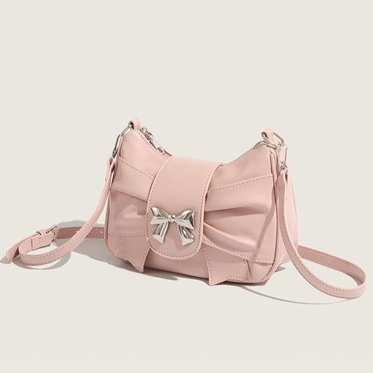 ZLLKL 2025 niche sweet small bag women's bag  high-end light luxury messenger bag super fire bow underarm bag women