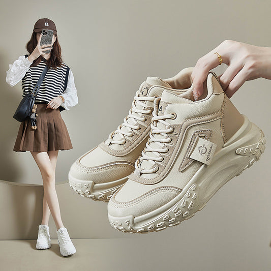2025 ins Korean version of thick-soled high-top dad shoes  spring new student running sneakers heightening casual Q036