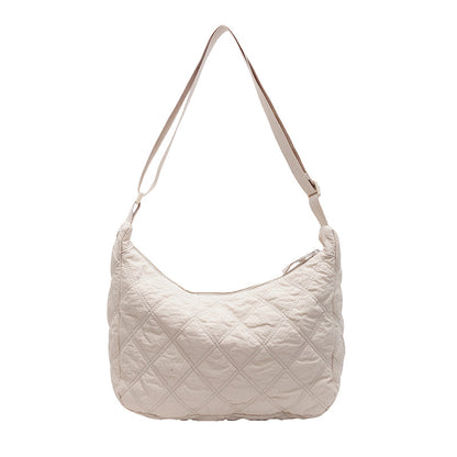 2025 ZLLKL Korean version of fashion diamond shoulder bag popular new casual large-capacity messenger bag solid color simple cotton clothes dumpling bag