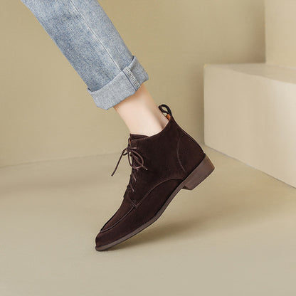2025  Martin boots women's popular new matte retro boots thick heel lace-up high-end small short boots women's autumn and winter