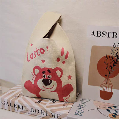 ZllKl  Knitted Bag with Hand Gift Bag Handbag Rabbit Hand Bag Ins Large Capacity Gift Bag Small Handbag Wrist