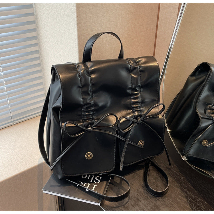 ZLLKL 2025 Sweet Bow Backpack Women's popular Trendy Fashion Korean Folded Backpack Casual Large Capacity Handbag