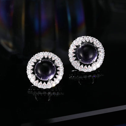 2025 S925 Silver Needle Temperament Earrings New Retro High-end National Style Earrings Advanced Sense New Chinese Exquisite Round Earrings