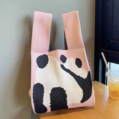 ZllKl  Knitted Bag with Hand Gift Bag Handbag Rabbit Hand Bag Ins Large Capacity Gift Bag Small Handbag Wrist