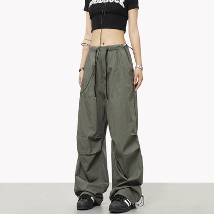 0123Start black paratrooper overalls men's and women's loose n wide-leg charging parachute pants summer thin