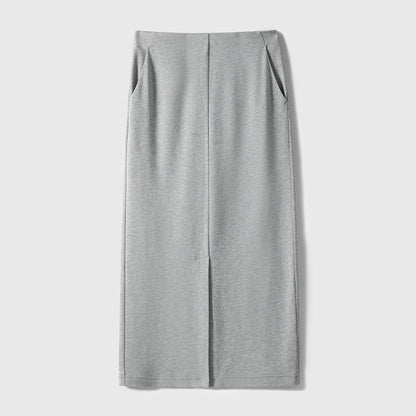 2025 Premium temperament Front split skirt, straight skirt, black and gray long skirt  spring and autumn women's clothing