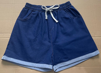 2025 New Summer Korean Style Loose All-Match Casual Stretch Denim Shorts Women's High Waist Drawstring Wide-Leg Straight Pants