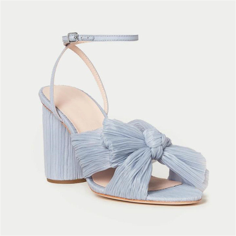ZllKl  Dropshopping Summer Open Toed Bow 40-47 High Heels Party Dress Wedding Women's Sandals
