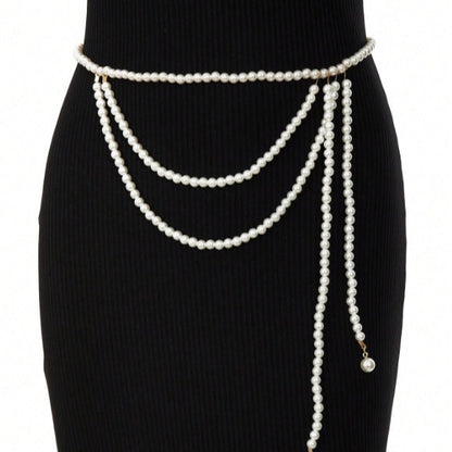 MW3319 2025 waist chain simple personality wavy fringe pendant double side pendulum chain waist chain waist decoration