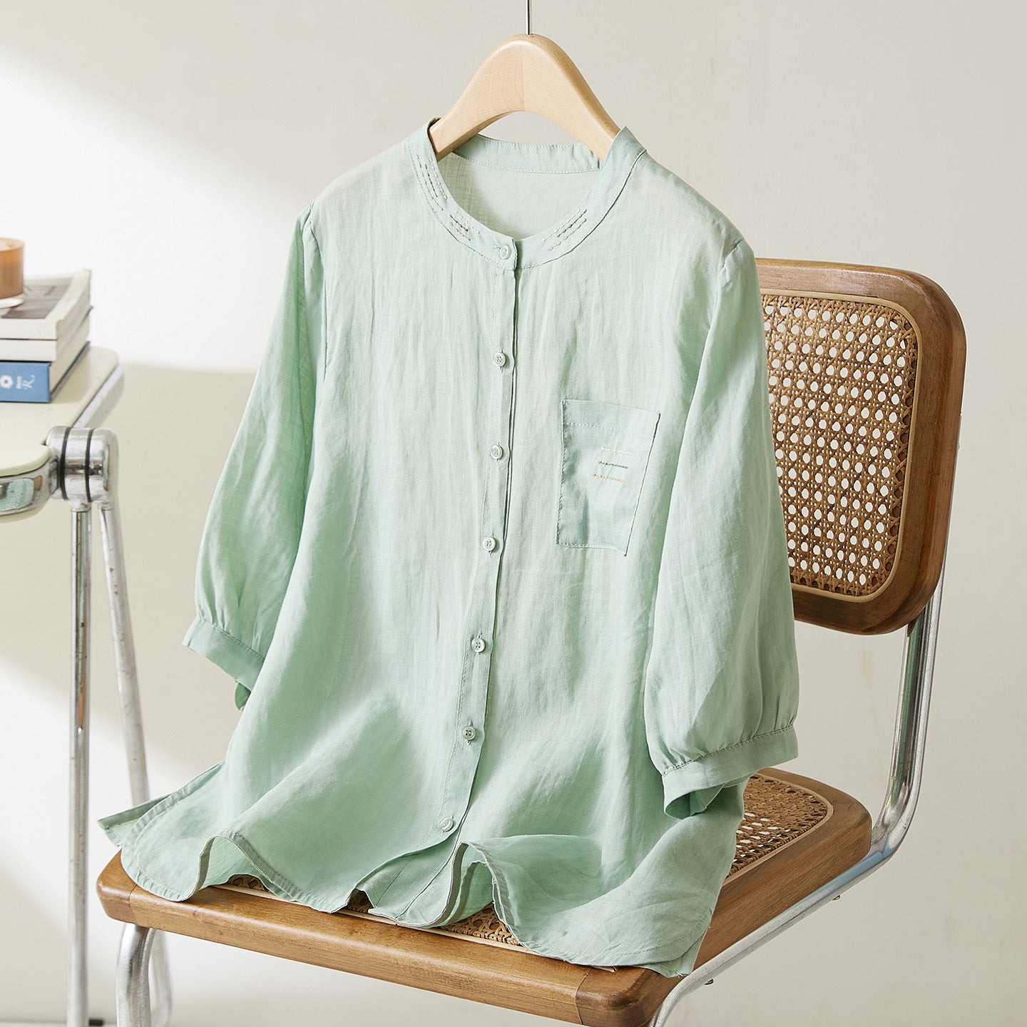 Cotton cocoon, new Chinese Zhu Yinhong shirt women's summer new retro literary embroidery bag hand-stitched top