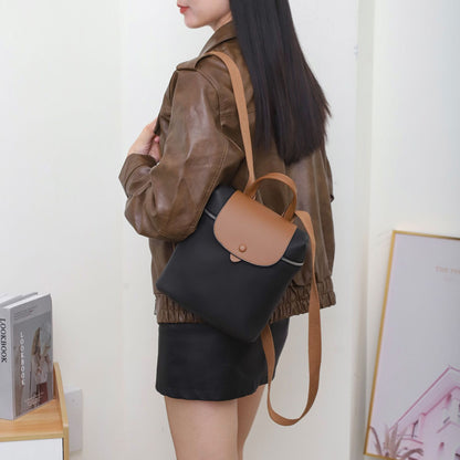 First layer cowhide togo leather backpack leather backpack contrasting colors new soft casual niche big-name women's bag 66034