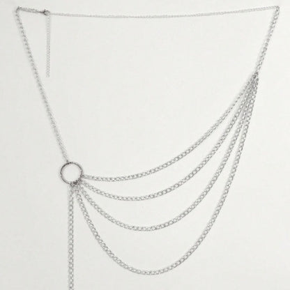 FB3415 2025 waist chain simple small ring connected multi-layer wave fringe pendulum chain waist chain waist decoration