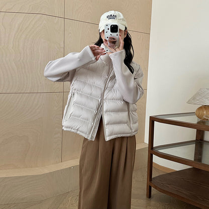 European and American autumn and winter new down cotton-padded clothes women's jackets splicing stand-up collar cotton-padded clothes casual versatile small cotton-padded jackets