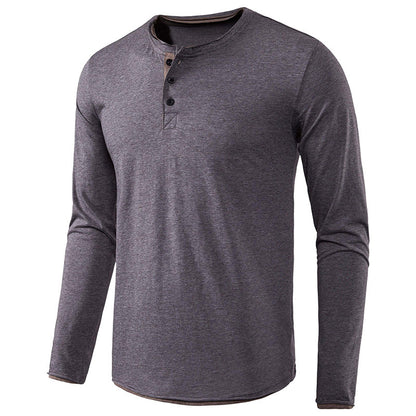 ZLLKL 2025 Hot trade men's long-sleeved men's clothes, autumn t-shirt  men's t-shirt solid color  Henry clothing customization