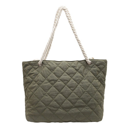 2025 ZLLKL Korean version of fashion diamond embroidered shoulder bag popular new large-capacity casual tote bag simple and versatile shopping bag