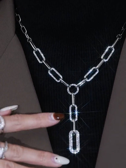 2025 chain metal necklace long sweater chain 2023 new Internet celebrity light luxury temperament niche collarbone chain women