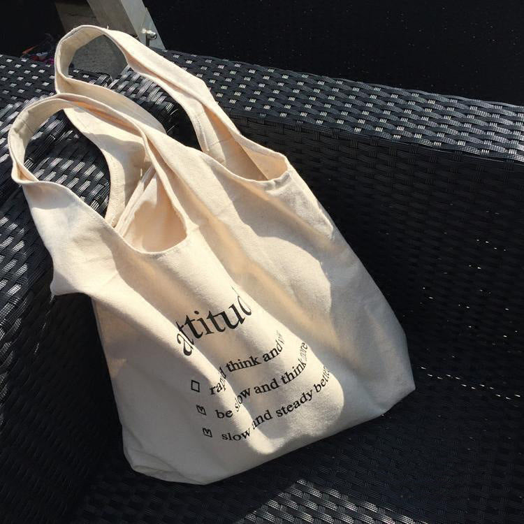 ZLLKL 2025 Japan and South Korea large-capacity letter shoulder bag versatile simple niche Nordic ins out shopping canvas bag women's bag
