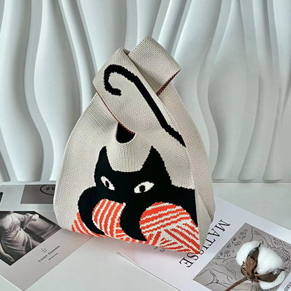ZllKl  Knitted Bag with Hand Gift Bag Handbag Rabbit Hand Bag Ins Large Capacity Gift Bag Small Handbag Wrist