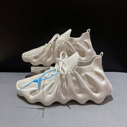 2025 Spring new Korean version of student breathable sports shoes couple socks shoes women's  women's running flying knitting 450-7