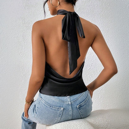 Popular New Hot Sale Women's Clothing Sexy Neck Vest Spring and Summer New Backless Design Beauty Back Top