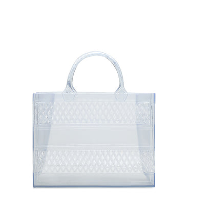 ZLLKL 2025 Trendy PVC Barbie Jelly Bag ins Beach Bag Large Capacity Storage Hollow Beach Bag Shopping Basket Portable Customization