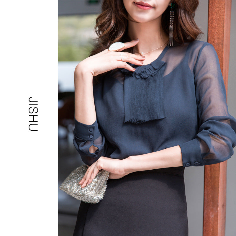 Silk shirt women's mulberry silk popular spring and summer new white shirt design sense niche loose commuter top long sleeve