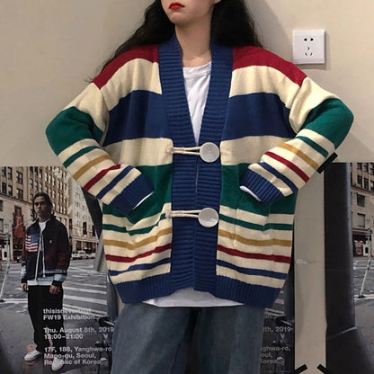 2025 autumn and winter new wear lazy wind sweater female student Korean version loose thickened knitted cardigan jacket tide