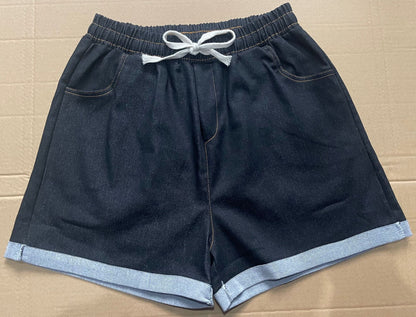 2025 New Summer Korean Style Loose All-Match Casual Stretch Denim Shorts Women's High Waist Drawstring Wide-Leg Straight Pants